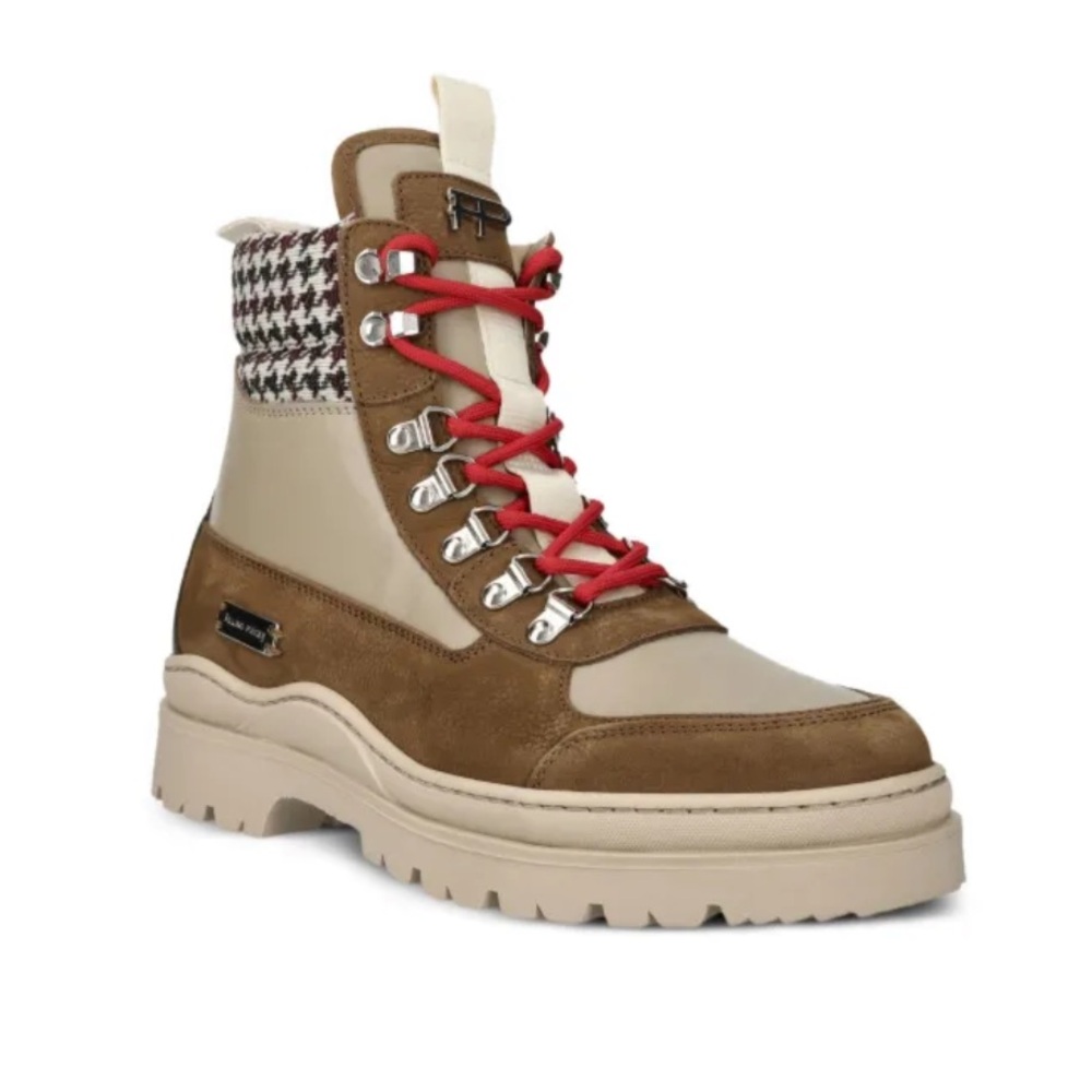 Filling Pieces Brown and Cream Houndstooth Boots
